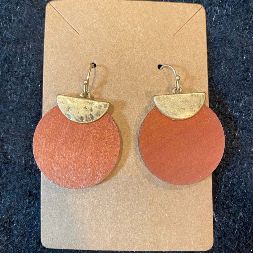 Wood & Hammered Metal Earrings